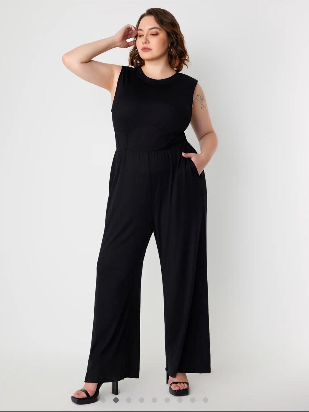 Cider Black Sleeveless Wide-Leg Jumpsuit